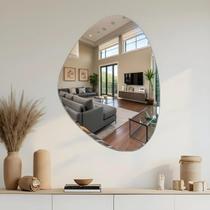 Espelho Orgânico 80x60 Maquiagem Banheiro Sala + pendurador