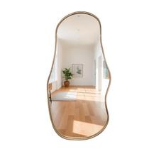 Espelho Orgânico Bali Com Borda Em Lamina Madeira Natural