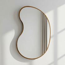 Espelho Orgânico Bean 60x40cm Moldura Couro Moderno Premium -