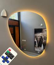 Espelho Orgânico Com Led e Controle 80cm Decorativo Sala