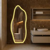 Espelho Organico com LED Jateado Borda Infinita Bivolt Iluminado Para Banheiro Quarto Closet Sala Camarim Salão Moderno Luxo Decorativo Espelho Organico com LED Jateado Borda Infinita Bivolt Iluminado Para Banheiro Quarto Closet Sala Camarim Salão Moderno Luxo Decorativo