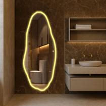 Espelho Organico Com Led Jateado Borda Infinita Bivolt Touch Iluminado Para Banheiro Quarto Closet Sala Camarim Hall