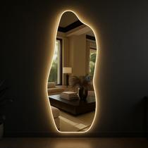 Espelho Organico com LED Touch 90x40 cm Magnus Espelho Iluminado Lapidado de Parede para Banheiro, Quarto e Sala