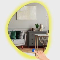 Espelho Orgânico com sensor touch, Led Branco Quente , com pendurador - banheiro, lavabo, aparador