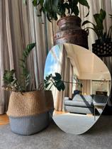 Espelho Orgânico Decorativo 80cm Lapidado Com Suporte Sala