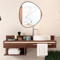 Espelho Orgânico Decorativo com Moldura Preta em Couro Eco