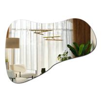 Espelho Organico Decorativo De Parede Lapidado 60 X 42 Cm De Vidro Prata Para Banheiro