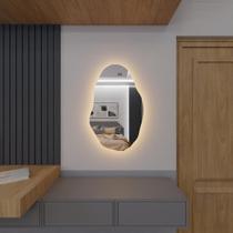 Espelho Orgânico Decorativo Lapidado com LED 90x60 cm E05 para Sala, Quarto, Banheiro, Cozinha, 3000K 220v (LED QUENTE)