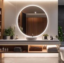 Espelho Orgânico Decorativo Lapidado com LED 90x90 cm E08 para Sala, Quarto, Banheiro, Cozinha, 6000K 220v (LED FRIO)