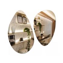 Espelho Orgânico Decorativo Para Banheiro Sala 80cm e 51cm