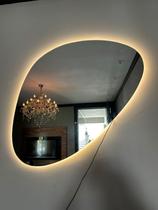 Espelho Orgânico Decorativo Sala 95cm + C/ LED Branco Quente