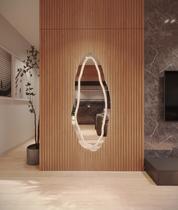 Espelho Orgânico E05 Corpo Inteiro 150cm x 60cm Polido LED Jateado Luz Branca e Luz Amarela Sala Quarto Banheiro