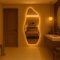 Espelho Orgânico Flame 170x70 E06 com LED Branco Quente 110V 3000K Sofisticação e Conforto