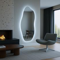 Espelho Orgânico Flame 170x70 E06 com LED Branco Quente 220V 3000K Sofisticação e Conforto