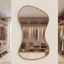 Espelho Orgânico Grande 100x50 com Moldura Caramelo Decorativo Parede Sala Quarto Banheiro