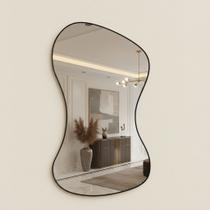 Espelho Orgânico Grande 100x50 com Moldura Preta Decorativo Parede Sala Quarto Banheiro Espelho Orgânico Grande 100x50 com Moldura Preta Decorativo Parede Sala Quarto Banheiro