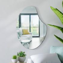 Espelho Organico Grande 80 X 60 Moderno Lapidado Com Suporte