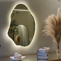 Espelho Orgânico Grande com Led 70x50cm p/ Loja Quarto Sala Banheiro