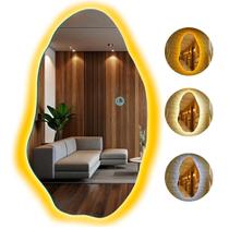 Espelho Orgânico Grande de Parede Corpo Inteiro Com Led Quente Frio Branco Amarelo 115x60 Decorativo Espelho Orgânico Grande de Parede Corpo Inteiro Com Led Quente Frio Branco Amarelo 115x60 Decorativo