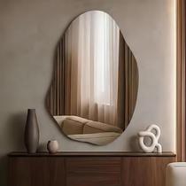 Espelho Orgânico Grande Decorativo 70x50 Vidro Luxo Banheiro Sala Quarto Hall com suporte e Borda Polida - LOPAZZI