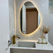 Espelho Orgânico Grande Decorativo Com LED 85x55 Quarto Sala Banheiro