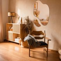 Espelho Orgânico Grande Elegânce Decorativo Futurista Kit Duas Peças com Borda Dourada Metalizada Espelho Orgânico Grande Elegânce Decorativo Futurista Kit Duas Peças com Borda Dourada Metalizada