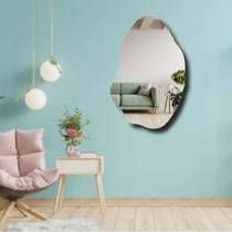 espelho organico grande lapidado decorativo c/ suporte 70x50 - vários modelos e formatos
