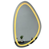 Espelho Orgânico Jateado com 3 TONS DE LED e Botão Touch 51x80cm Decorativo Espelho Orgânico Jateado com 3 TONS DE LED e Botão Touch 51x80cm Decorativo