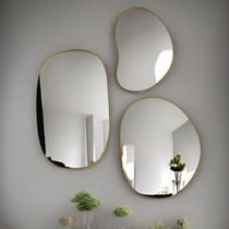 Espelho Orgânico KIT composição 3 Peças C/ Moldura Metalizada Dourada, Prata, Rosê, preta, Decoração Espelho Orgânico KIT composição 3 Peças C/ Moldura Metalizada Dourada, Prata, Rosê, preta, Decoração