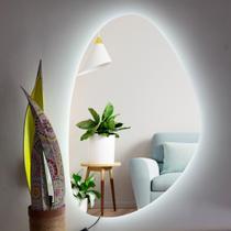 Espelho Orgânico Lapidado com LED 57X37cm Led À PILHA ou FONTE - Decora Loja