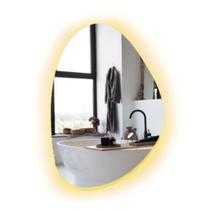 Espelho Orgânico Led Decorativo 51x35 Lapidado Sala Banheiro