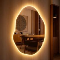 Espelho orgânico LED Decorativo de Parede 90x40cm Corpo Inteiro Iluminação Quente e Fria