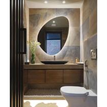 Espelho Orgânico Led Sem Fio Luz Quente/Fria, Pilha Bateria, Espelho Irregular Decorativo Moderno
