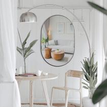 Espelho Orgânico Moderno Sala Quarto Banheiro Lavabo 64x44cm em Couro 3cm - Mod. Pílula