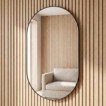 Espelho Orgânico Moderno Sala Quarto Banheiro Lavabo 64x44cm em Couro 3cm - Mod. Pílula Espelho Orgânico Moderno Sala Quarto Banheiro Lavabo 64x44cm em Couro 3cm - Mod. Pílula