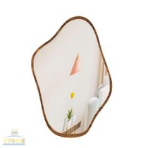 Espelho Organico Ondulado 60X40cm Moldura em Madeira Natural Luxuoso