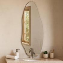 Espelho Organico Venus 110x50 cm com Suporte Espelho Retangular Moderno para Banheiro, Quarto e Sala