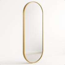 Espelho Oval 110x50 Moldura Alumínio Design Retrô para Banheiro, Quarto ou Sala LOPAZZi