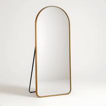 Espelho Oval 170x70 com Base Reta Corpo Inteiro, Moldura de Alumínio, Suporte de Chão para Quarto, Sala e Hall
