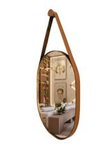ESPELHO OVAL (60X46 cm) COM ALÇA EM COURO