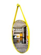 ESPELHO OVAL (60x47 cm ) COM ALÇA EM COURO