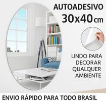 Espelho Oval Autoadesivos para parede -Plástico Autocolante tipo Acrilíco Decorativo 30x40cm