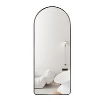 Espelho Oval Chão Suporte Corpo Inteiro Preto 100x30cm Luxo