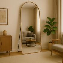 Espelho Oval com Base Reta Grande 170x70 Corpo Inteiro Suporte de Chão Moldura de metal - LOPAZZI