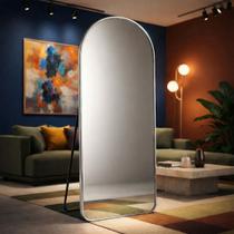 Espelho Oval com Base Reta Grande 170x70 Corpo Inteiro Suporte de Chão Moldura de metal - LOPAZZI