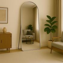 Espelho Oval com Base Reta Grande 170x70 Corpo Inteiro Suporte de Chão Moldura de metal - LOPAZZI