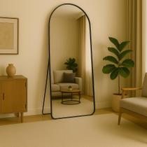 Espelho Oval com Base Reta Grande 170x70 Corpo Inteiro Suporte de Chão Moldura de metal