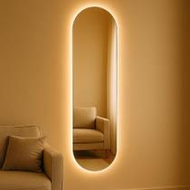 Espelho Oval com LED 150x40cm para Banheiro Quarto Sala Luz Quente e Fria Instalação Fácil Design Moderno