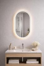 Espelho Oval com LED 6000k ou 3000k Lapidado 60X40 Moderno Decorativo Quarto Sala Closet Banheiro Touch Screen Moldura