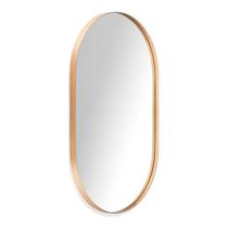Espelho Oval Com Moldura Dourada - Papeleparede